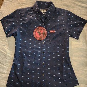 Women's DIXXON The SHARK WEEK Short Sleeve Party Shirt - Size SMALL